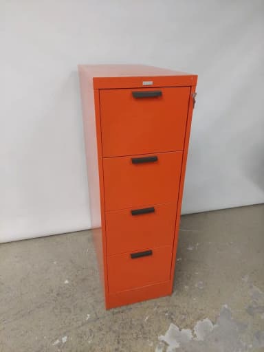 Helkama Metall-Aktenschrank mit vier Schubladen in Orange