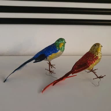 Vintage 1960s canary bird Christmas ornaments