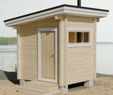 Sauna Sampo mit 6,4 m2 Fläche und massiven Kiefernholzbohlen