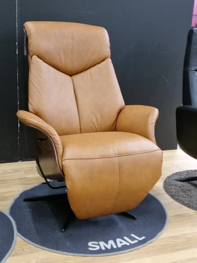 Comfortera manuell verstellbarer Sessel aus cognacfarbenem Leder