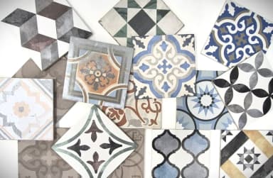 Värikkäitä Marrakech-tyylisiä kuviolaattoja yksittäin