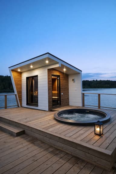 Moderni lämpöeristetty ja täysin sähköistetty JWR Honka sauna