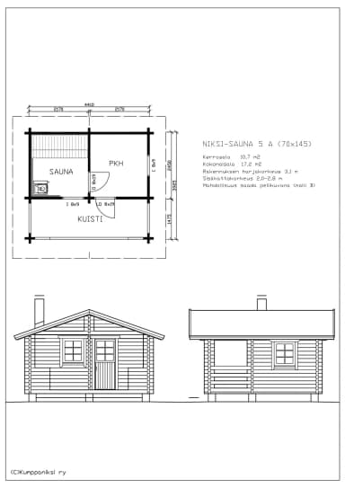 Estructura de sauna de troncos Niksi-Sauna 5