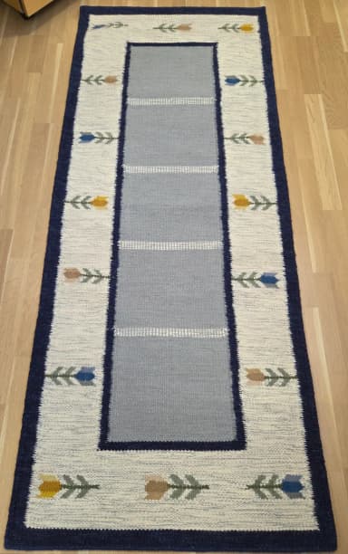 Alfombra de lana tulipán azul claro aprox. 80x200 cm