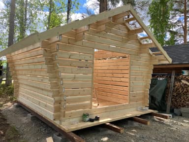 Lato Blockrahmen 3x3,5m mit Doppeltüren und Blechdach
