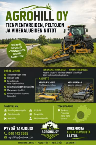 Corte de bordes de carretera y campos con mantenimiento de áreas verdes