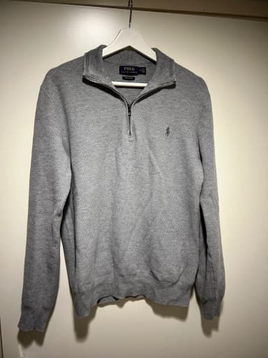 Polo Ralph Lauren miesten harmaa puuvillaneule puolivetoketjulla M