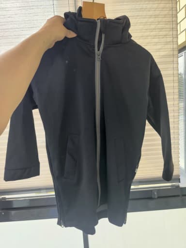 Molo black long shell jacket with zippered side openings