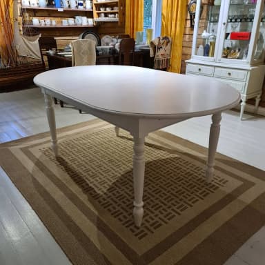 Großer weißer ausziehbarer Country Corner Esstisch