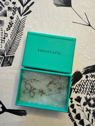 Tiffany & Co silver butterfly necklace with delicate chain