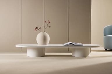 Mesa de centro Narvik en piedra sinterizada beige