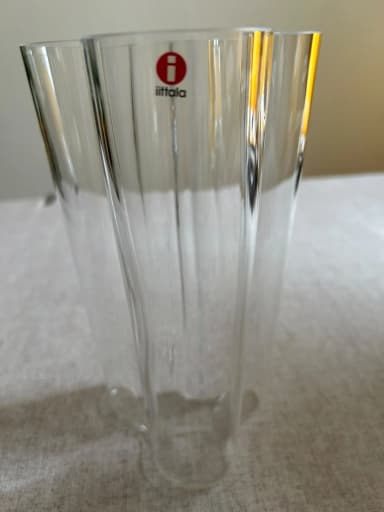 Jarrón Iittala Aalto transparente con grabado Nokia, 251 mm
