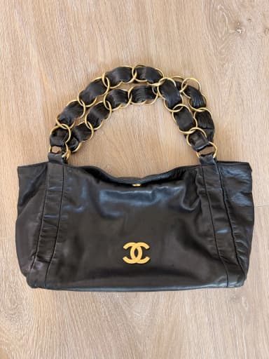 Vintage Chanel leather bag with dust bag and authenticity card