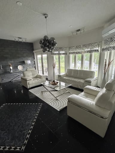 Conjunto de sofá blanco de cuero genuino con tres y un asiento