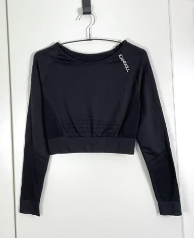 ICANIWILL musta cropped treenipaita koko S