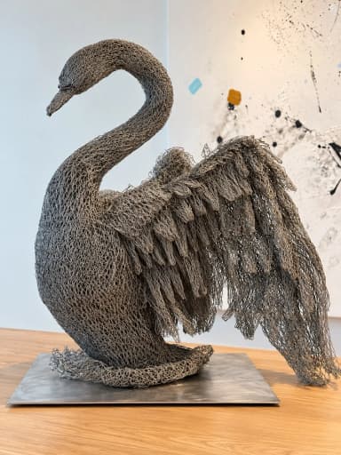Unique swan sculpture by Eliya Zweygberg from 2016 with Swarovski crystals