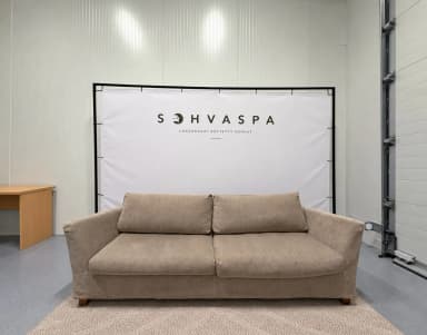 Junet 3-istuttava kangassohva beige värissä ilmaisella kuljetuksella
