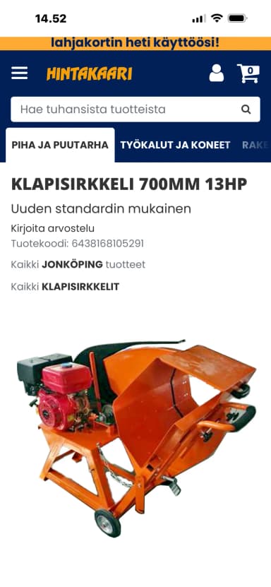 Jonsered flishugger 700mm 13hk, lite brukt