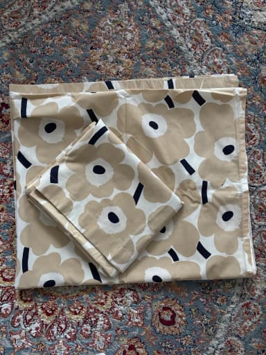 Marimekko Pieni Unikko beige Baumwollvorhänge 2 Stück