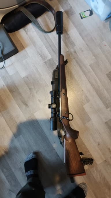 Sako AV .338 Win Mag rifle with A-tec suppressor and Falcon optics