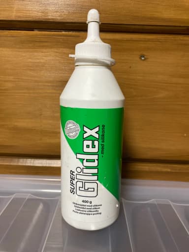 Super Glidex silikonbasert smøremiddel 400 g flaske med 260 g igjen