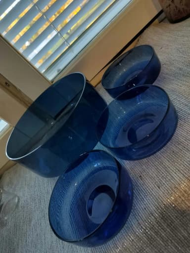 Iittala i-307 blue glass set designed by Timo Sarpaneva