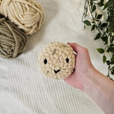 Cojín de galleta hecho a mano de crochet, diámetro aprox. 8 cm