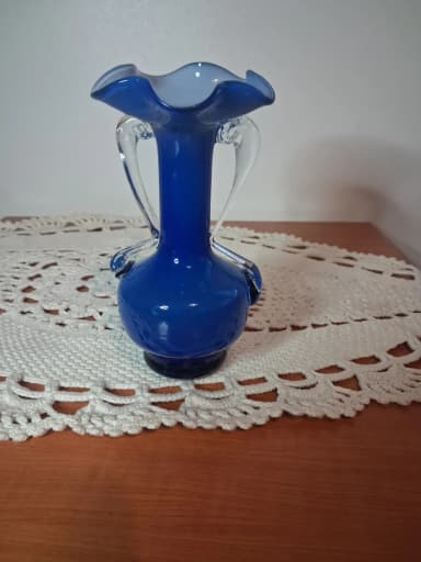 Vintage cobalt blue art glass vase from the 1960s-70s