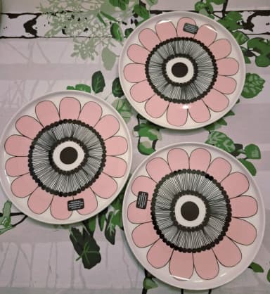 Juego de 3 platos de cena Marimekko Oiva rosa de 20 cm