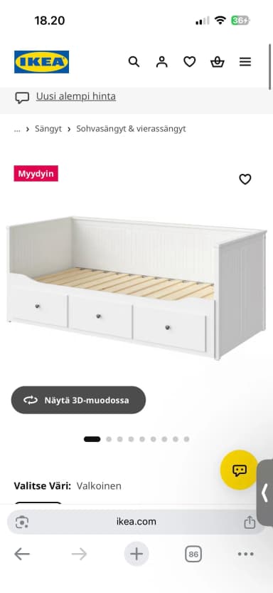 Cama de día blanca IKEA Hemnes con cajones y ancho extensible