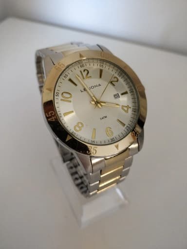 Leijona Herrenuhr 43 mm in Two-Tone mit neuer Batterie