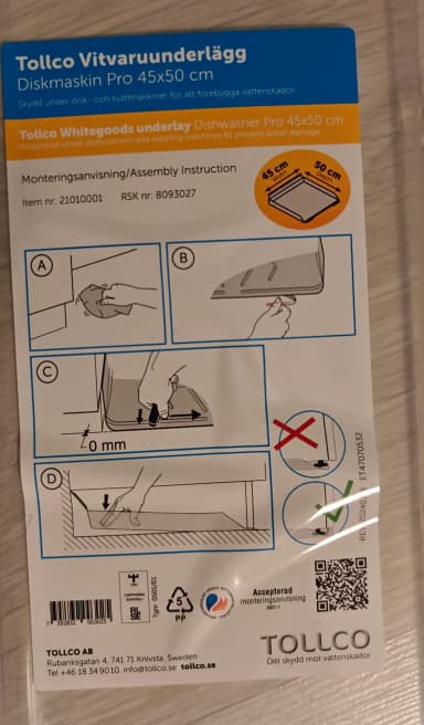 Bandeja de protección contra fugas de 45 cm para electrodomésticos, sin usar