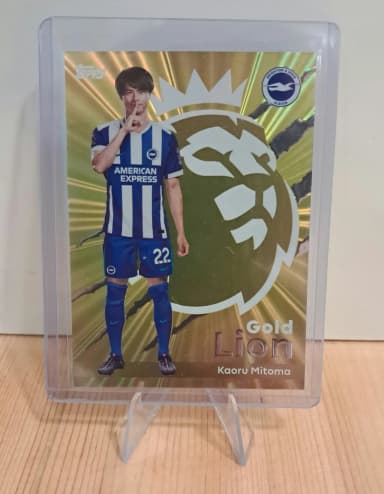 topps premier league 2025/26 kaoru mitoma gold lion card