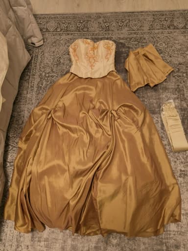 Beige evening dress with corset top size XS for women