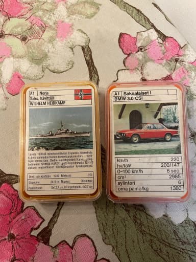 Old ship and car game cards with instructions included