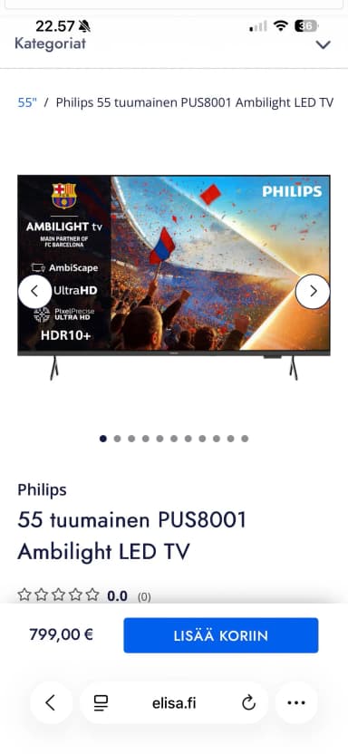 Philips PUS8001 55 Zoll Ambilight Ultra HD HDR10+ LED-Fernseher