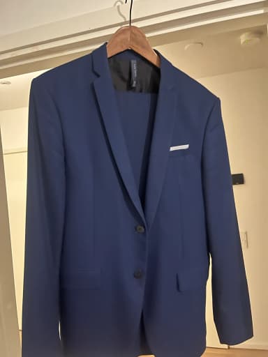 Blue Zara suit with jacket size 50 and trousers size 44