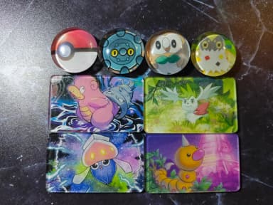 Pokemonmagneter i ulike størrelser