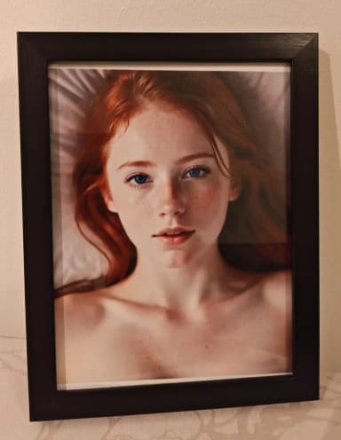 Redhead girl canvas print with frame 27x21 cm