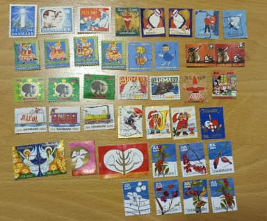 42 different Danish charity Christmas stamps from 1944 to 1972
