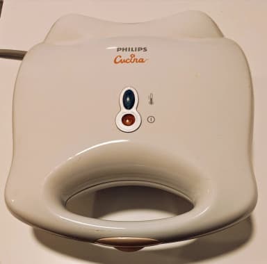 Philips Cucina HD2401 weißer Sandwichgrill mit Griff und Verriegelung