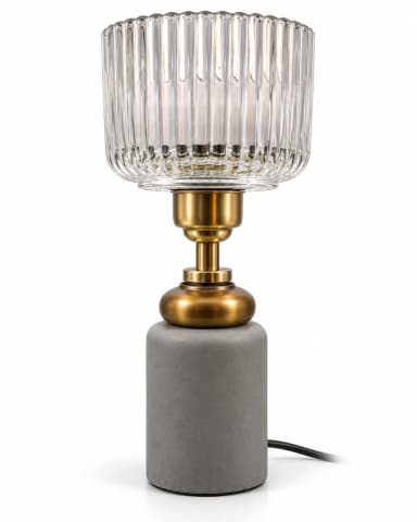 Einzigartige C2R Tischlampe aus Beton, Gold und satiniertem Glas