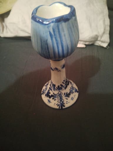 Handbemalter Delft Blue Kerzenhalter mit Blumenmuster