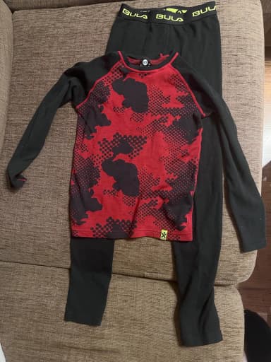 Bula merinoull termounderställ størrelse 152 svart/rød unisex