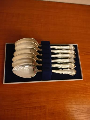 6er Set Chippendale Esslöffel aus 830 Silber, 15,8 cm lang