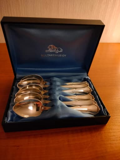 6er Set Chippendale Teelöffel aus 830 Silber, 11,8 cm lang