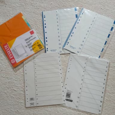 New tab sets for binders with color-coded indexes available
