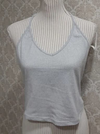 Hellgraues Shein Neckholder-Top Größe XL, eher Größe L