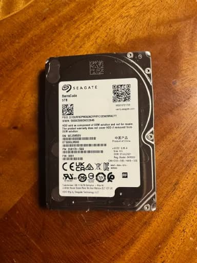 Disco duro Seagate Barracuda 5TB de 2,5 pulgadas en buen estado