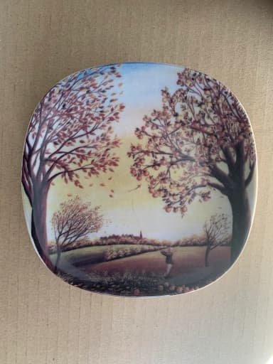 Plato de pared Arabia con diseño de paisaje y esquinas redondeadas